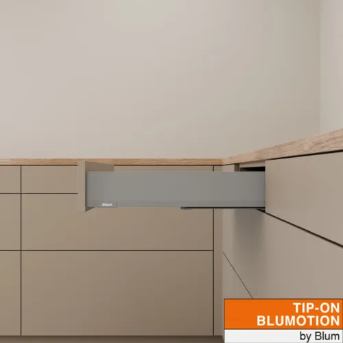 Szuflada Niska BLUM MERIVOBOX 500 mm M – Szare 40kg