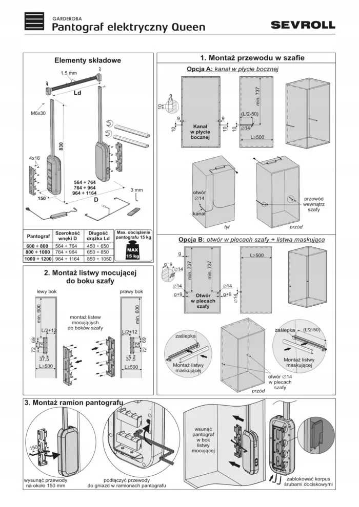 Pantograf-elektryczny-wieszak-do-szafy-Queen-600-800-mm-grafit-Sevroll-Zakres-regulacji-60-80-cm