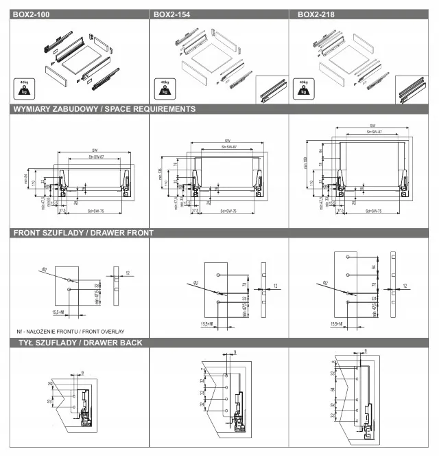 Szuflada-GAMET-BOX2-niska-biala-500mm-Marka-Gamet